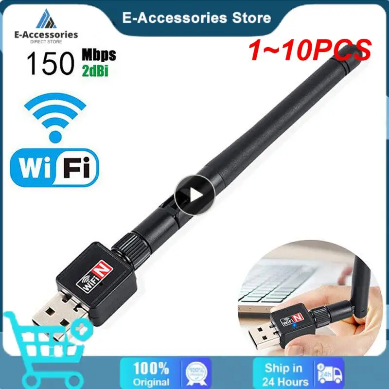 

1~10PCS WiFi Adapter 5dB Antenna 150Mbps Lan Wireless Network Card Portable USB 7601 chip for AHD DVR DVR