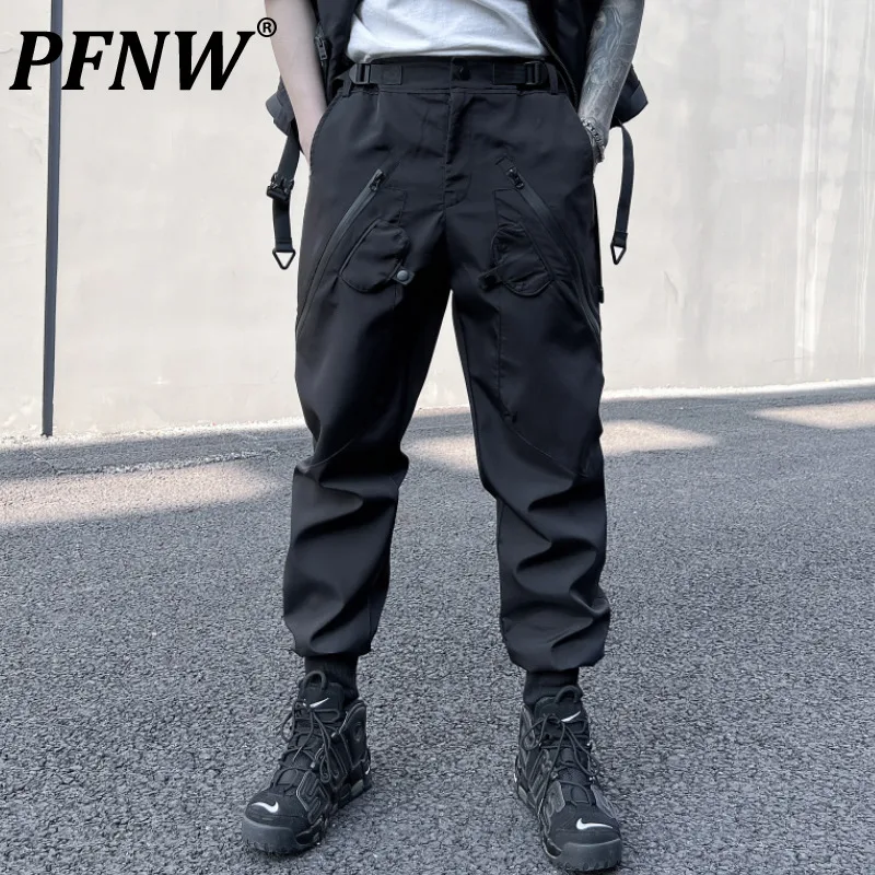 

PFNW Spring Autumn Men's Tide Darkwear Cargo Pants Trendy Handsome Zippers Leggings Youth Outdoor Safari Style Trousers 12A8150