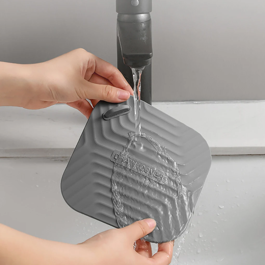 

Square Floor Drain Deodorant Cover Silicone Bathroom Tub Sink Anti-skid Pad Reusable Hotel Sewer Stopper Supplies
