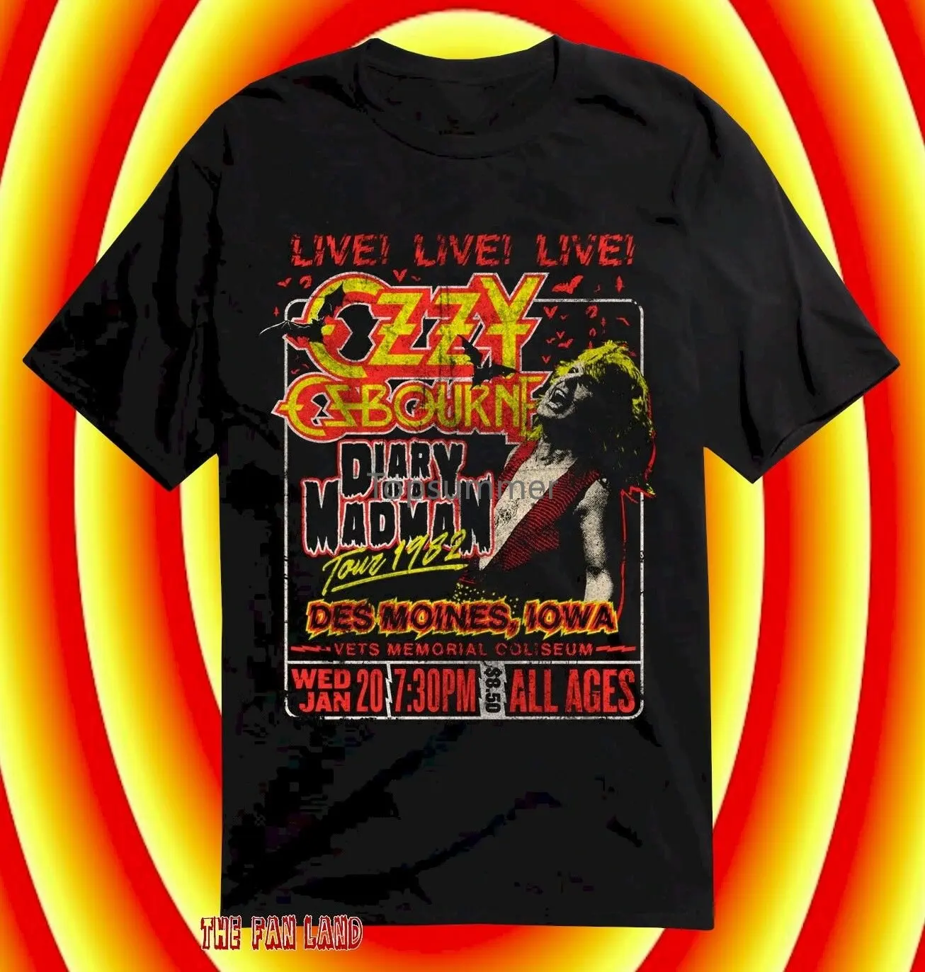 

New Ozzy Ozbourne 1982 Tour Diary Of A Madman Vintage Concert T-Shirt