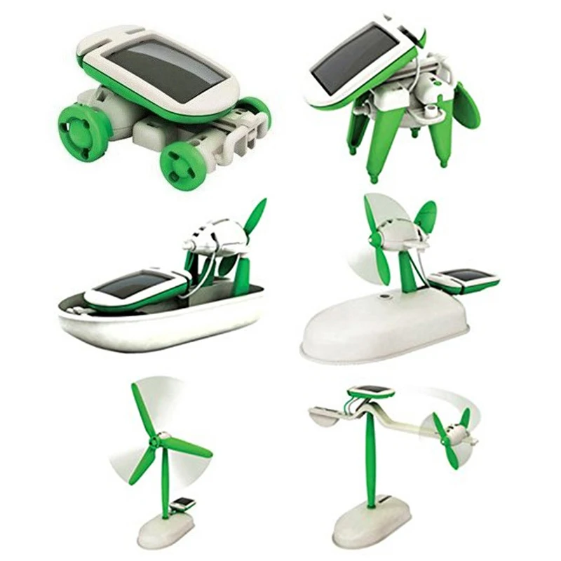 

6 In 1 Solar Power Robot Kit DIY Assemble Gadget Airplane Boat Car Train Model Science Gift Toys for Boy Kids Novelty & Gag