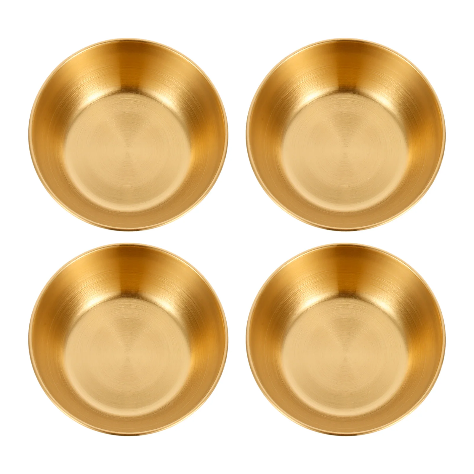 

4pcs Stainless Steel Golden Sauce Dishes Appetizer Seasoning Serving Dishes Sets Tray Spice Plates Kitchen Tableware