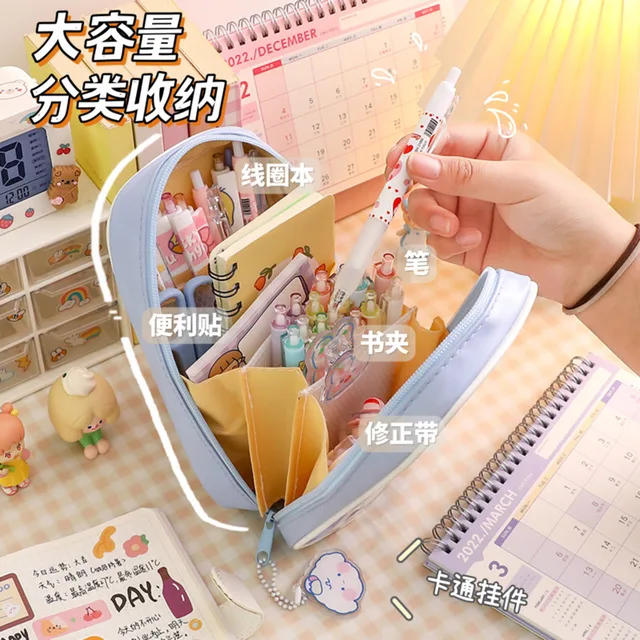 JAPANESE PENCIL CASE Transparent Large-capacity Student Cute Girl  Stationery ZW $12.11 - PicClick AU