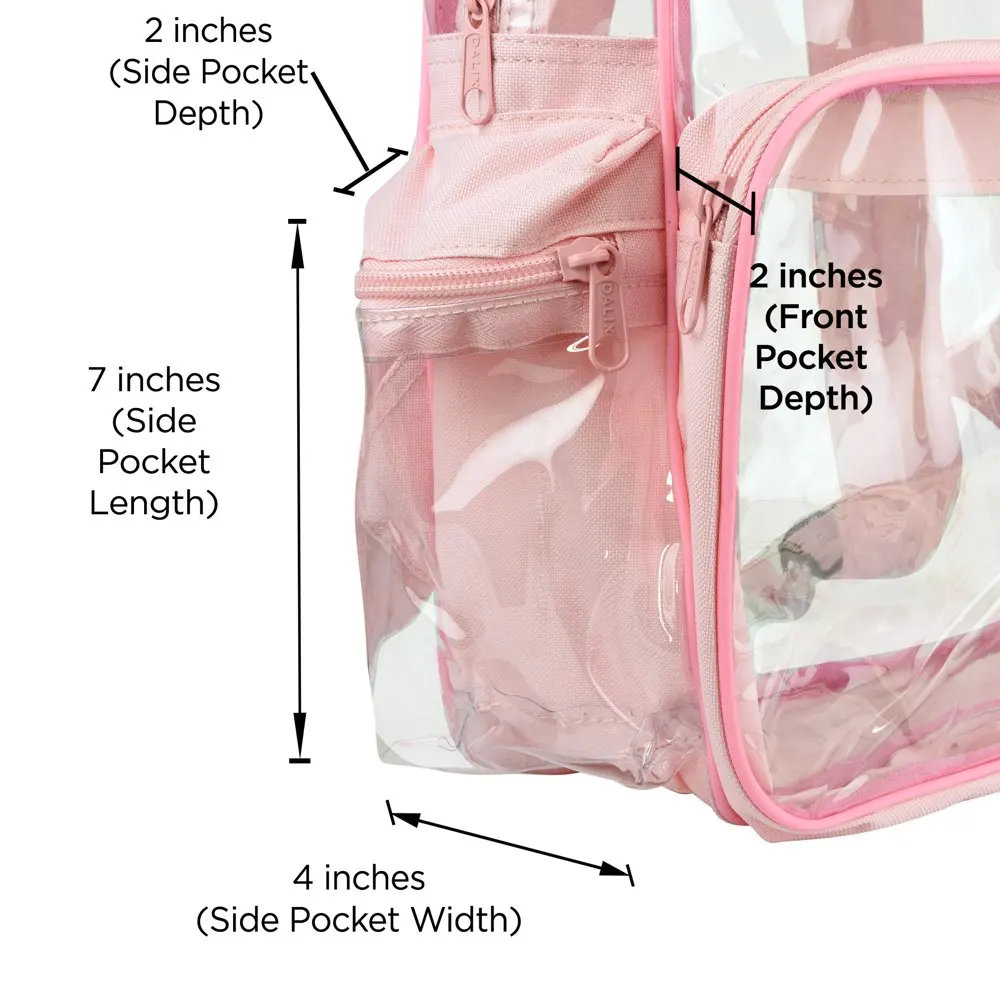 Small Clear Backpack Transparent PVC Security Security School Bag in Pink