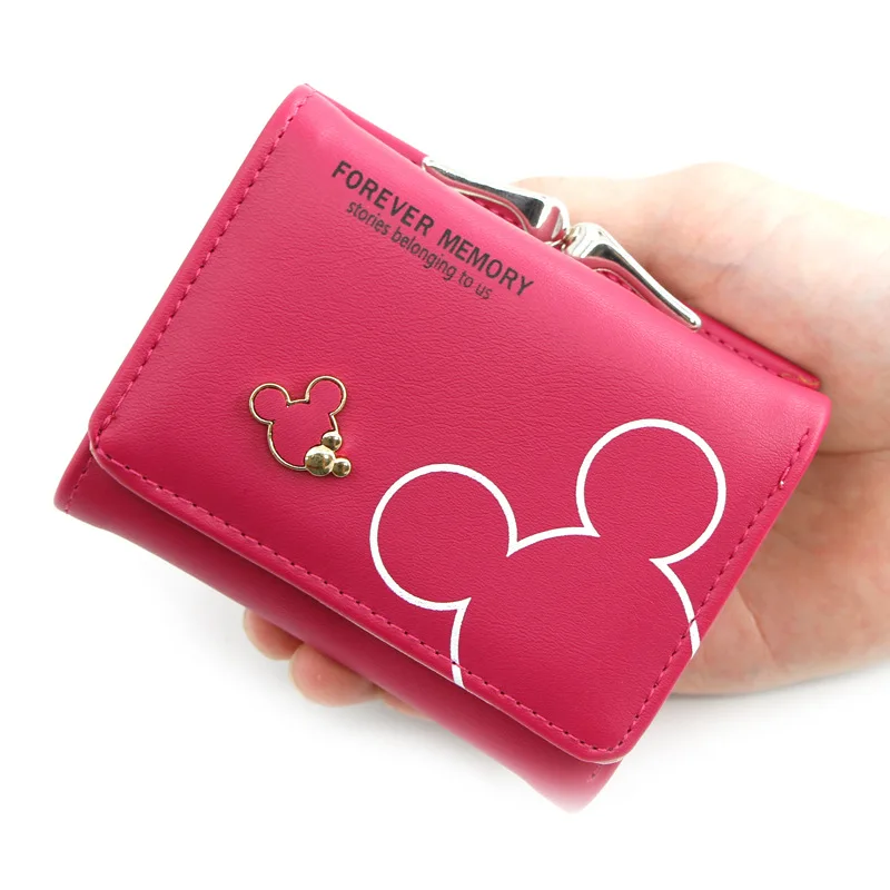 

Disney Mickey Mouse woman bag PU Fashion Cute wallet Designer Coin Purse Hasp Sweet Credit Card Holder Women Short Wallet