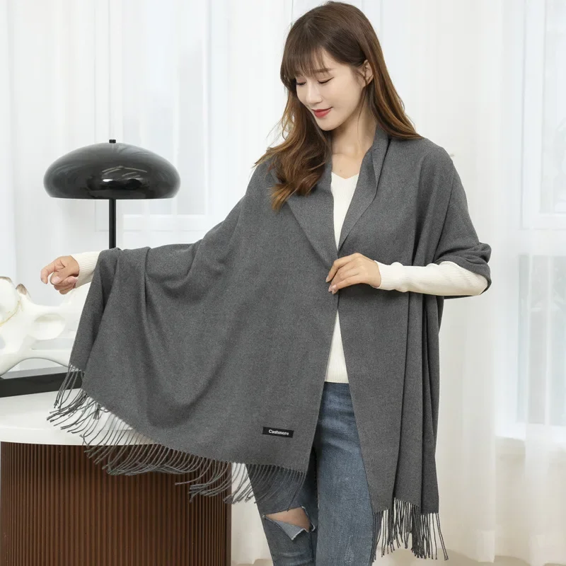 Красный шарф для женщин зимой теплый и толстый из искусственного кашемира