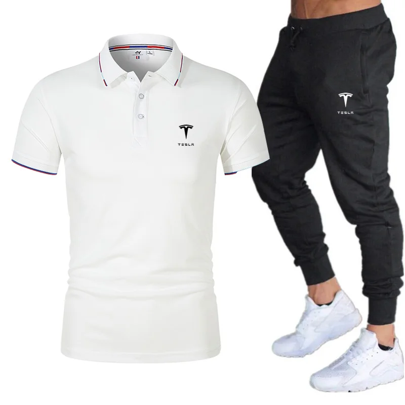 

High Quality Tesla Logo 2022 New Summer Men's Sets Tracksuit Polos Trouser Pants Two Piece Sets Male Polo Shirts Suit Polos Suit