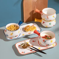 new breakfast cutlery set bowl and plate combination household bowls and plates creative kids cute breakfast tableware