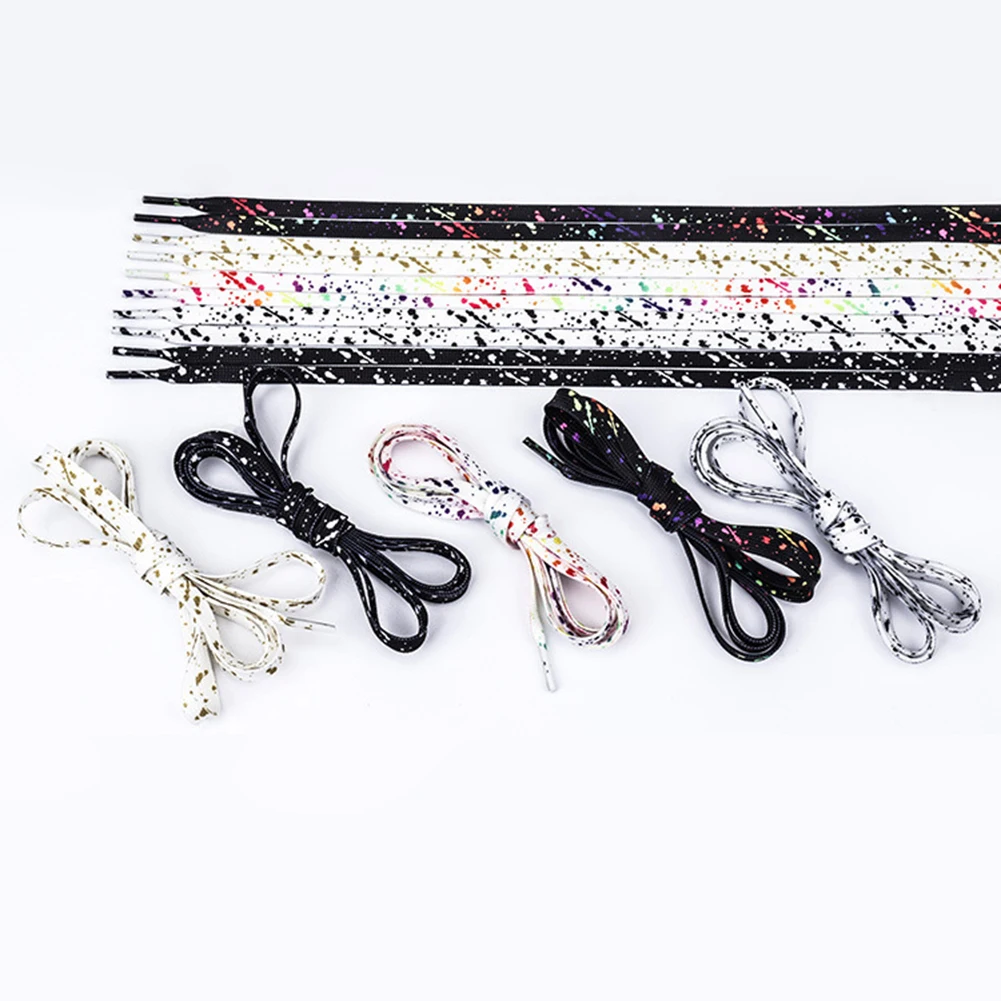 Shoelaces for Sneaker Flat Printing Ink Shoelace Colorful Splash Ink Hand-painted Basketball Shoe Laces