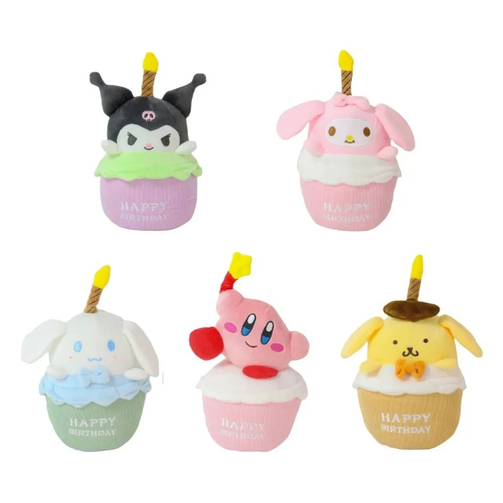 

Sanrio Birthday Cake Plush Toys Kawaii Anime My Melody Cinnamoroll Doll Music Candles Flash Gifts for Kids Girlfriend