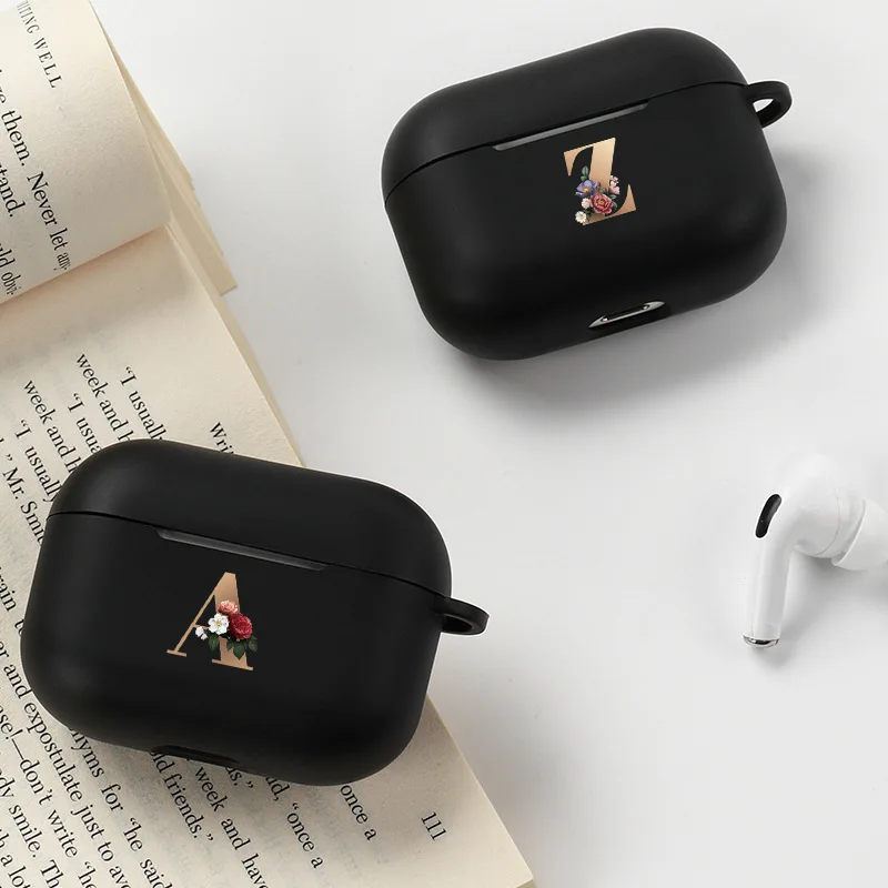 

Матовый черный чехол для наушников с надписью A-Z для Apple Airpods Pro, противоударный мягкий силиконовый защитный чехол для наушников Air Pods Pro