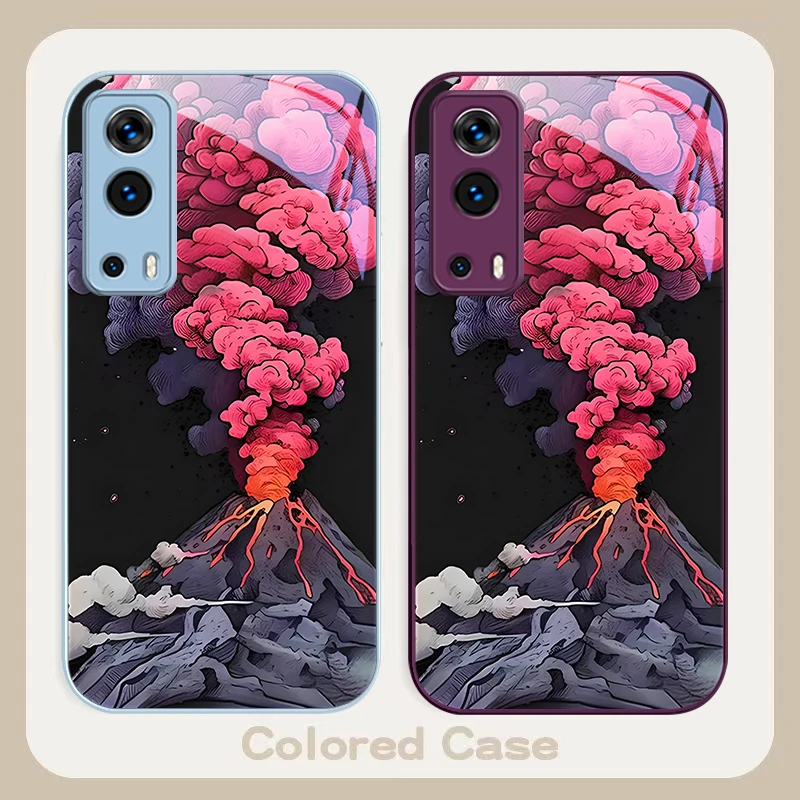 Simple Pink Volcanic For VIVO Y72 X100 Pro Y55 16 V20 29 V30 X60 Y11s Y20 X80 5G Y36 4G V23e Tempered Glass Phone Case