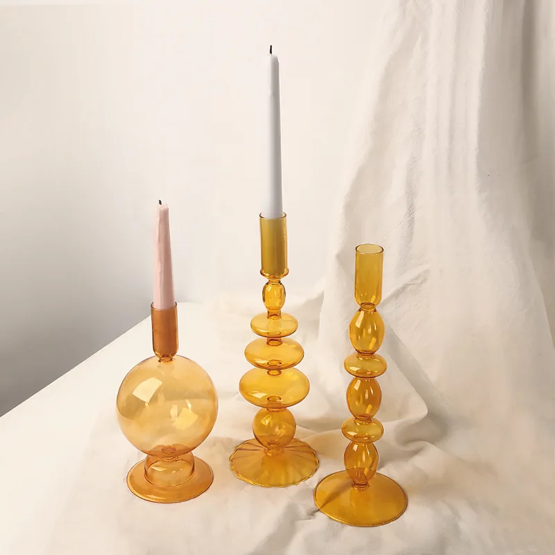 

Nordic Glass candle holders romantic Dinner home decoration candlestick for birthday wending candle holder wax portavelas decor
