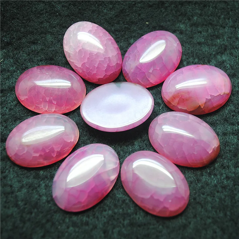 

10PCS Nature Crack Agate Stone Cabochons Oval Shape Semi Precious Beads 18X25MM NO HOLE DIY Jewelry Findings Wholesale