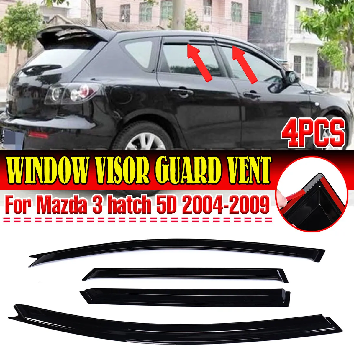 

High Quality Car Side Window Visor Deflector Wind Deflector For Mazda 3 BL BK BM BN Sedan Hatch 2004-2019 Rain Sun Shields Guard