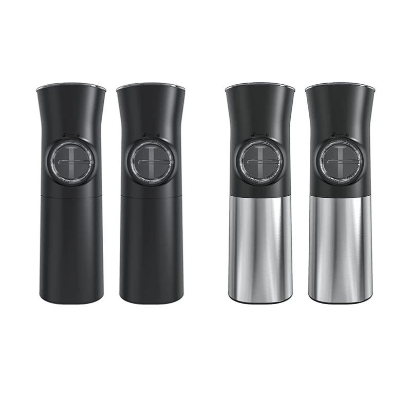 

2 Pcs Pepper Grinder Salt Grinder Electric Salt And Pepper Grinder Set Adjustable Coarseness And One Hand Operation Black
