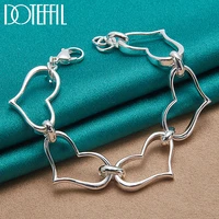 doteffil 925 sterling silver big heart shaped bracelet chain for women european charm wedding engagement party jewelry
