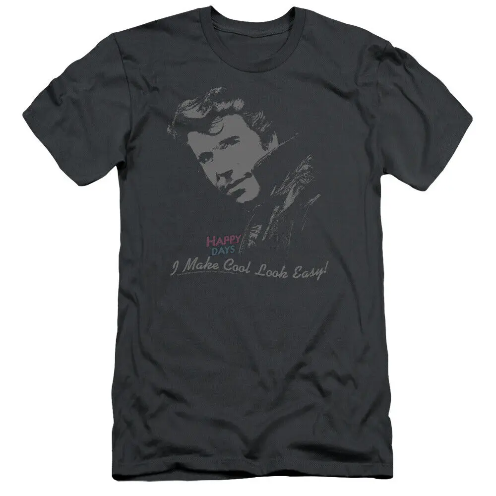 Облегающая футболка Happy Days крутая угольная Fonz с длинным или коротким рукавом