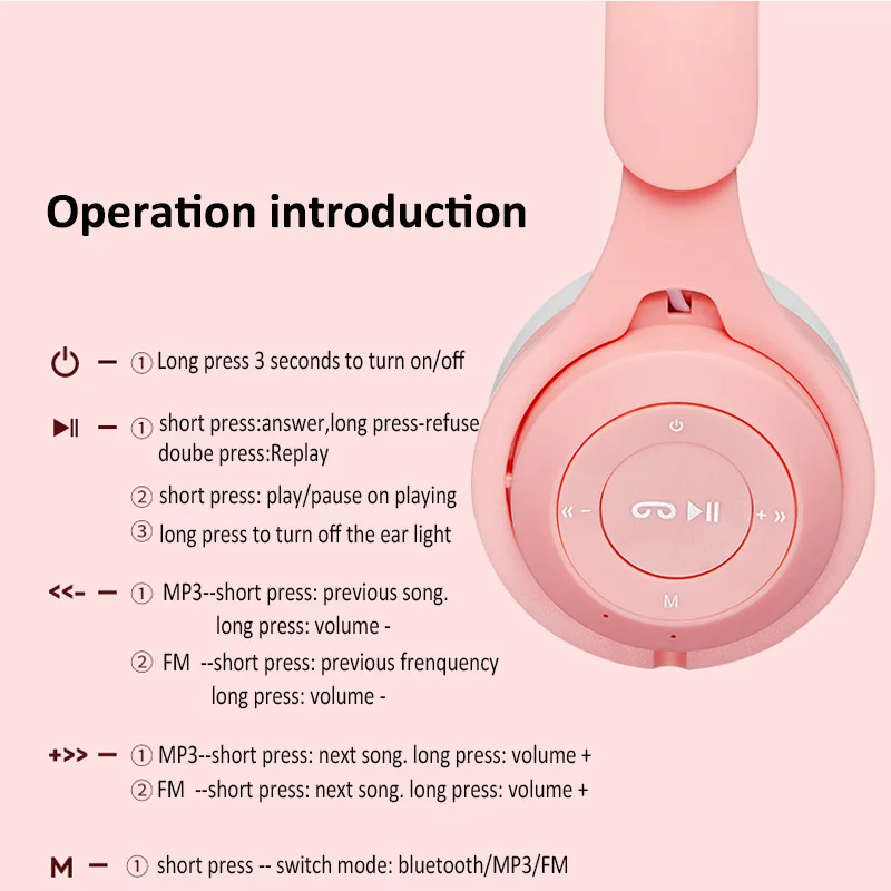 Светящиеся наушники Гарнитура Беспроводная Bluetooth-гарнитура Кошачьи ушки Модная