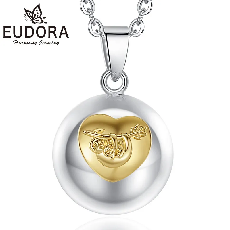 

Ожерелье Eudora с подвеской в виде мяча гармонии 20 мм, подвеска в форме сердца для матери и сына, длинная цепочка с ангелом, Изящные Ювелирные из...
