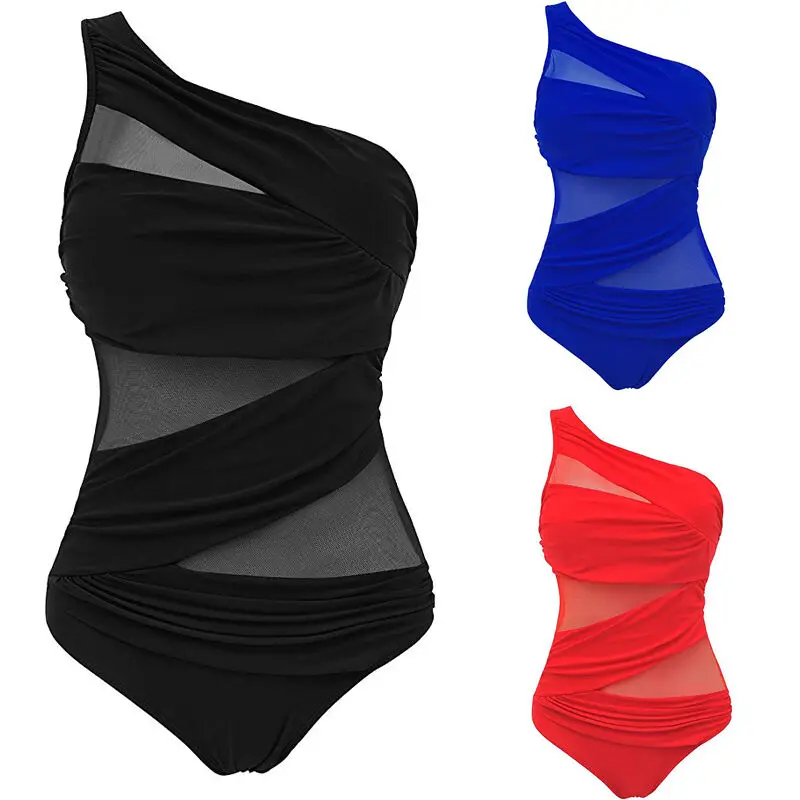 

Women Mesh 1 Piece Swimsuit Padded Monokini Bikini Bathing Suits Beach Plus Size Swimwear