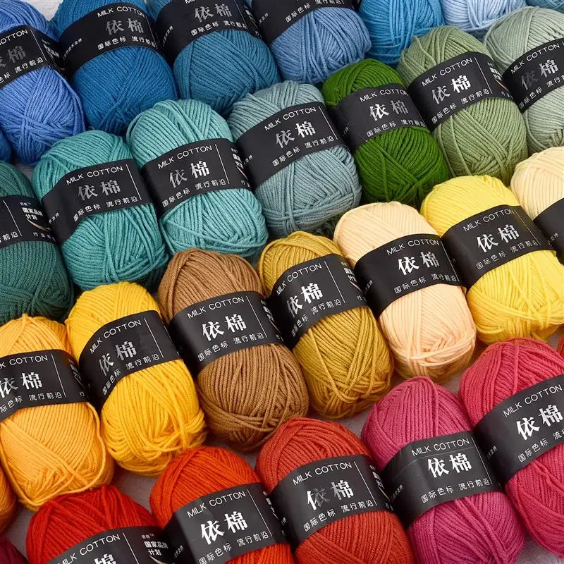 

50g Milk Cotton Crochet Yarn 4ply Knitting Wool Needlework Dyed Lanas For Crochet Crafts Sweater Hat Dolls Scarf DIY Knitting