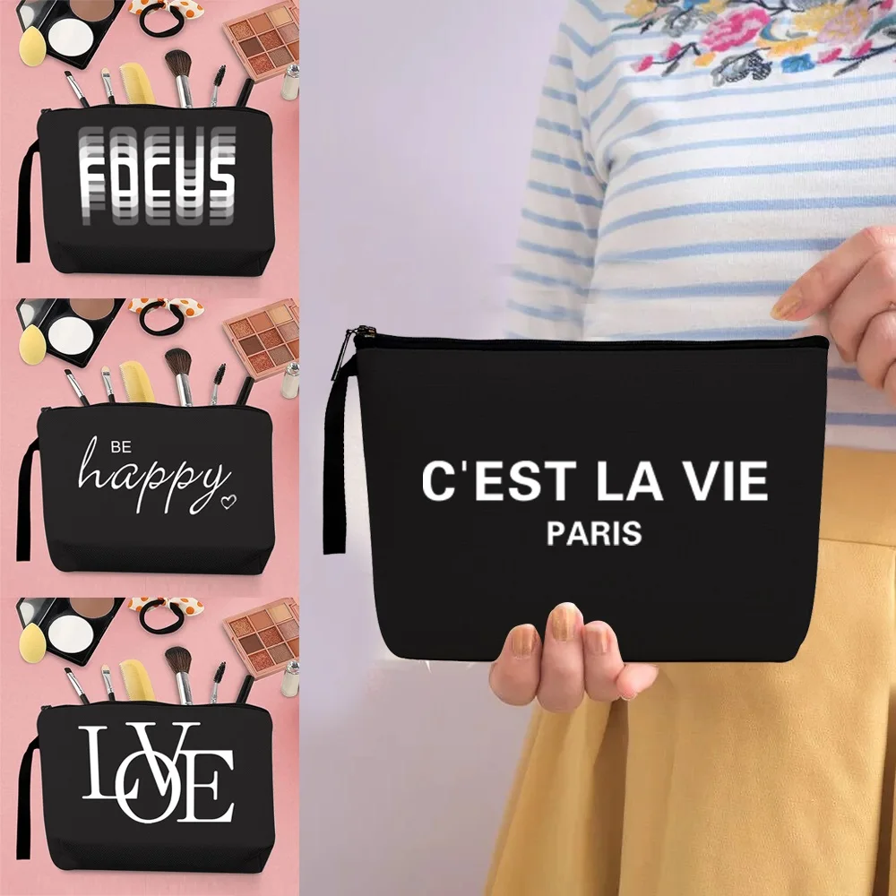 

Cosmetic Bags Cases Clutch Toiletry Organizer Women Zipper Makeup Pouch Party Wedding Bag Pencil Case Purse Text Series