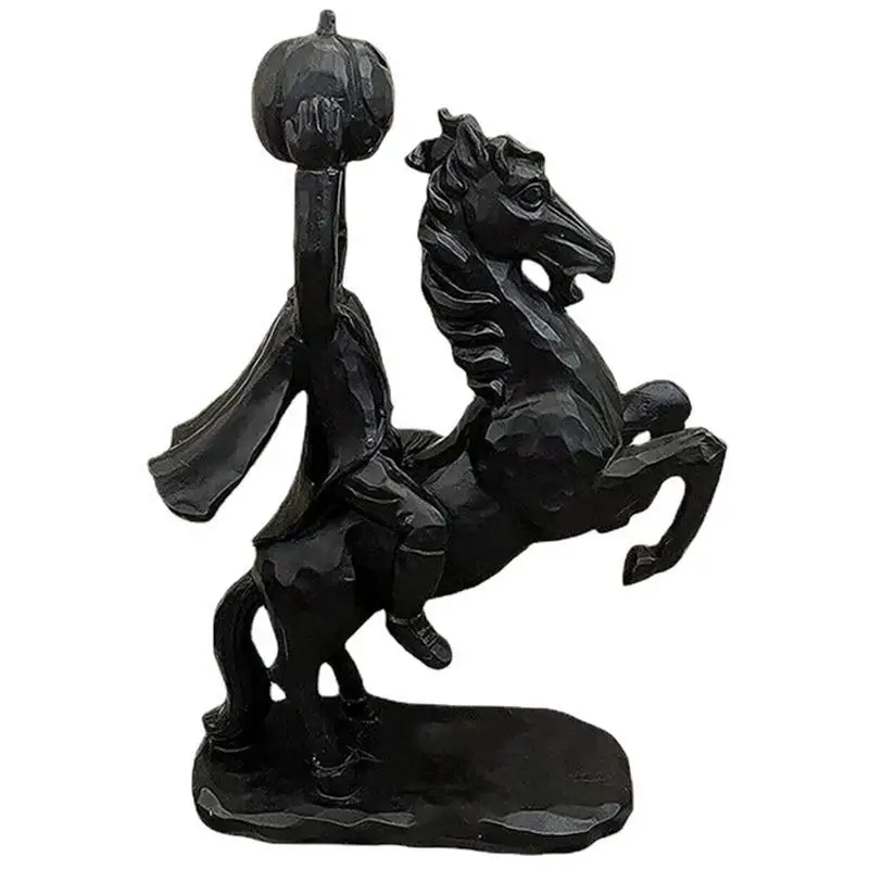 

Halloween Decoration Headless Horseman Headless Figurine Resin Statue Indoor Tabletop Sculpture Scary Black Sculpture For Home