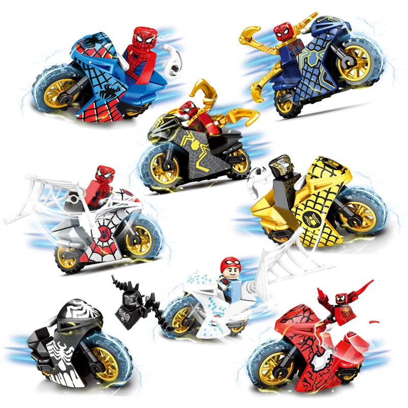 

Новые мини-куклы MOC, герои пауков, фигурки мотоциклов, строительные блоки, кирпичи, игрушки «сделай сам» для детей, рождественские подарки