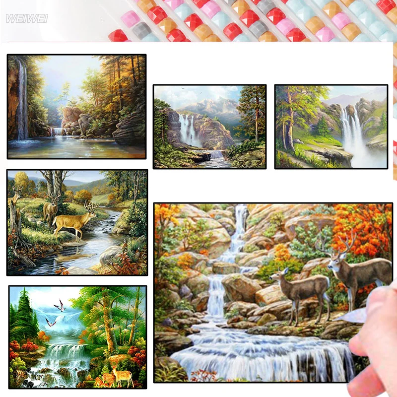 

Diamond Painting Kit Landscape Diy Mountain River 5D Embroidery Cross Stitch Diamond Painting Handmade Gift Home Decoration