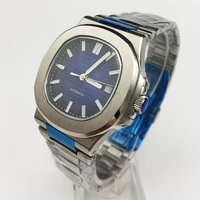 square luxury mens automatic mechanical watch miyota 8215 movement nautilus watch stainless steel strap blue