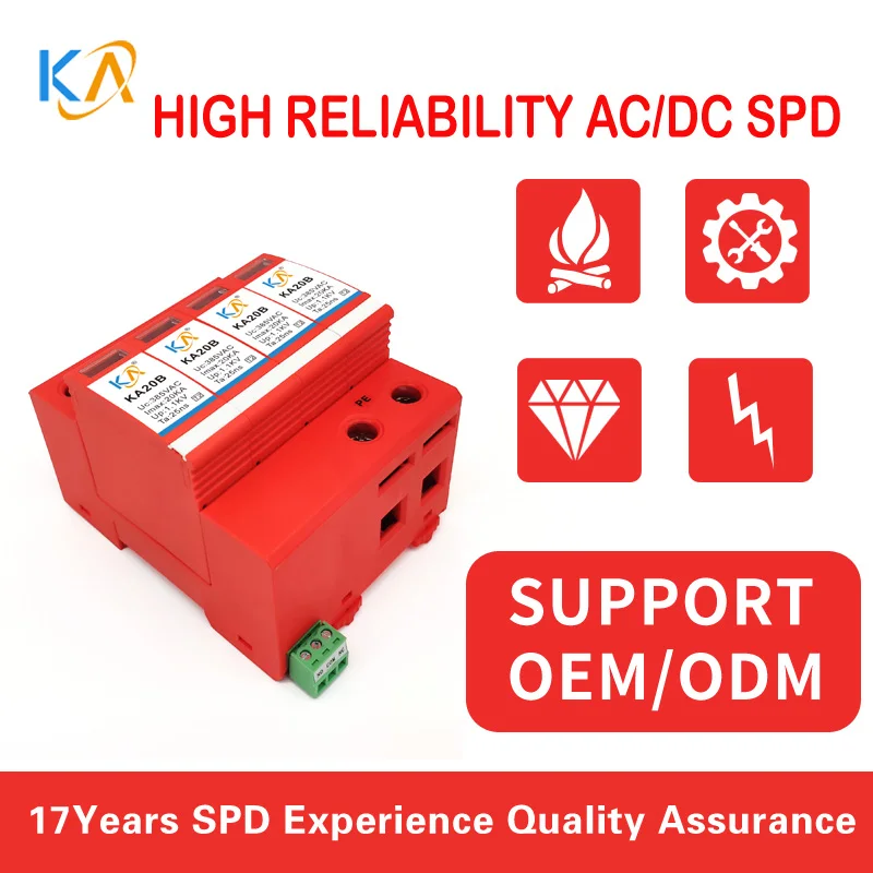 Cheap Ka20b4 güç kaynağı parafudr 380V dalgalanma koruyucusu 20KA üç fazlı yıldırım koruma sınıfı D kemer