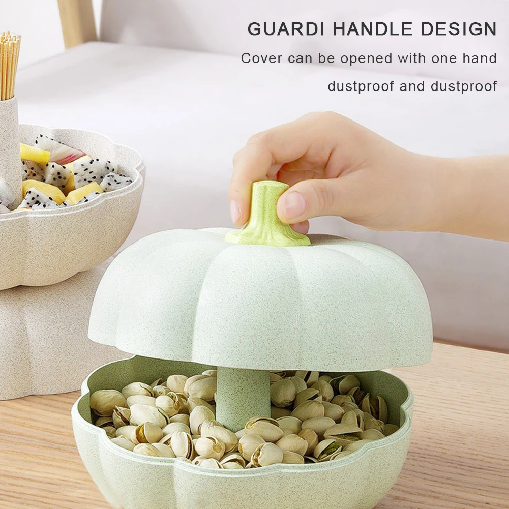 

Home Pumpkin Shape Anti Dust Fruit Gadget Storage Box With Lid Food Storage Candy Box Removable Snack Organizer Serving Tray
