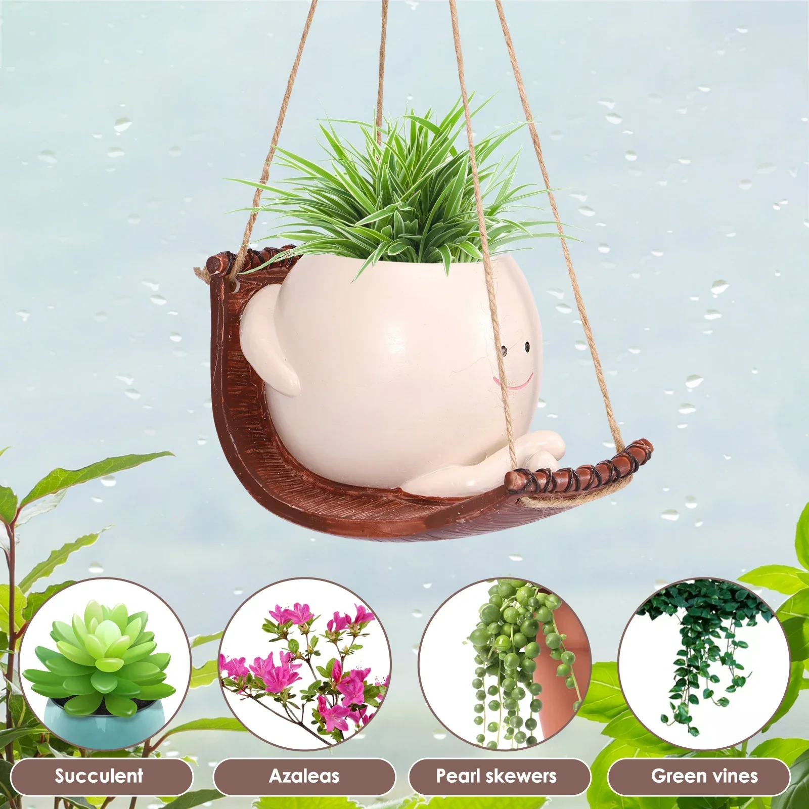 Качели-горшки кашпо с улыбкой для цветов подвесной гамак из смолы растений в