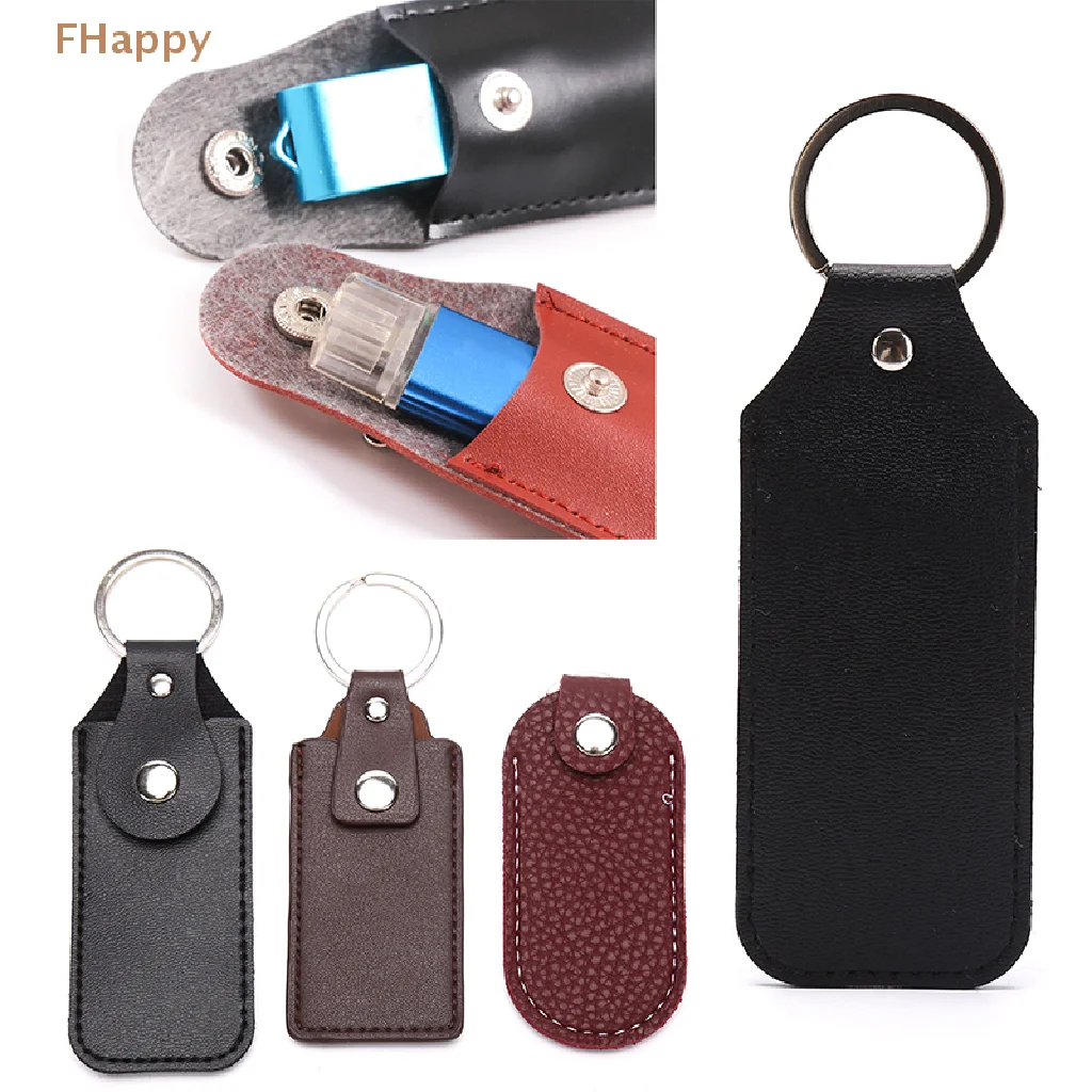 

Usb Case Protective Bag Portable Pocket Leather Key Ring Usb Flash Drive Holder