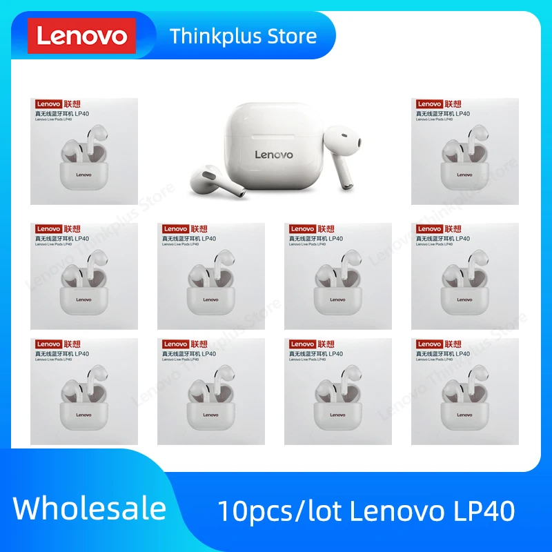 Original 2/5/10pcs Lenovo LP40 TWS Wireless Earphone Bluetooth 5.0 Dual Stereo Noise Reduction Bass Touch Control Long Standby