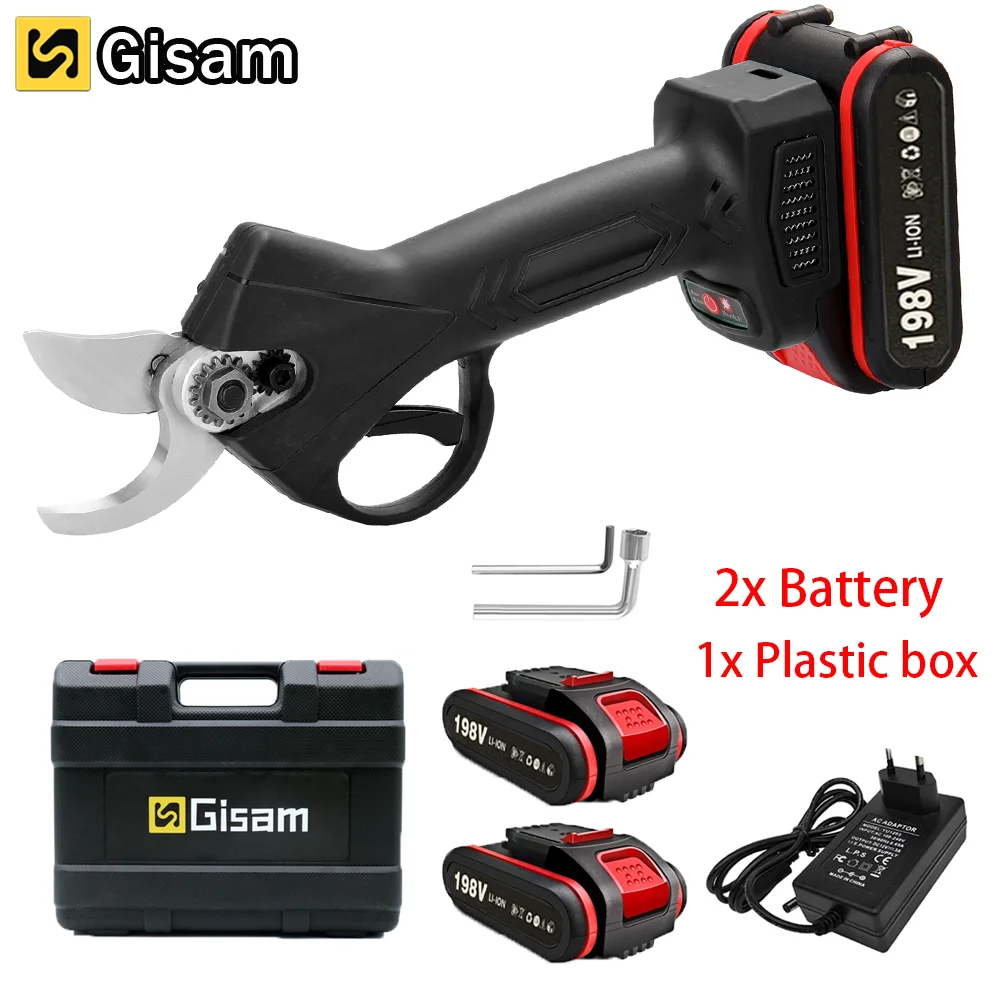 Gisam Electric Pruning Shear Professional Cutter Cordless Pruner Shear Rechargeable Battery Pruner Branch Fruit Tree Garden Tool