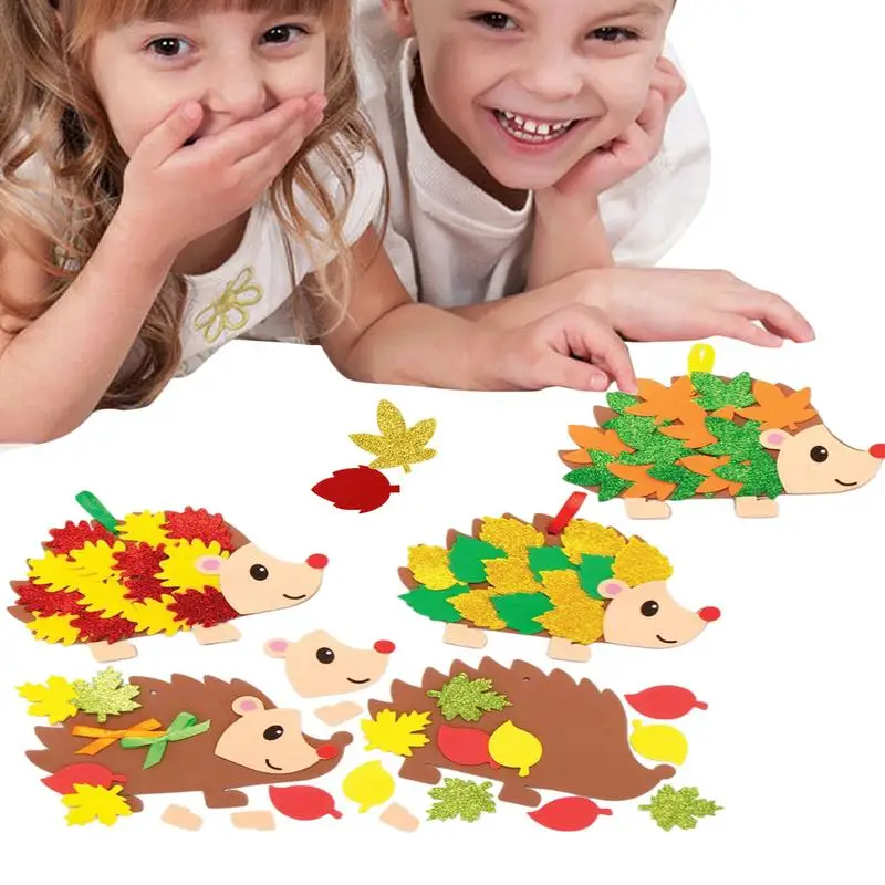 

Набор для самостоятельного изготовления Ежика с листьями, набор для рукоделия и украшения осени, искусство наклеек из пены с кленовыми листьями