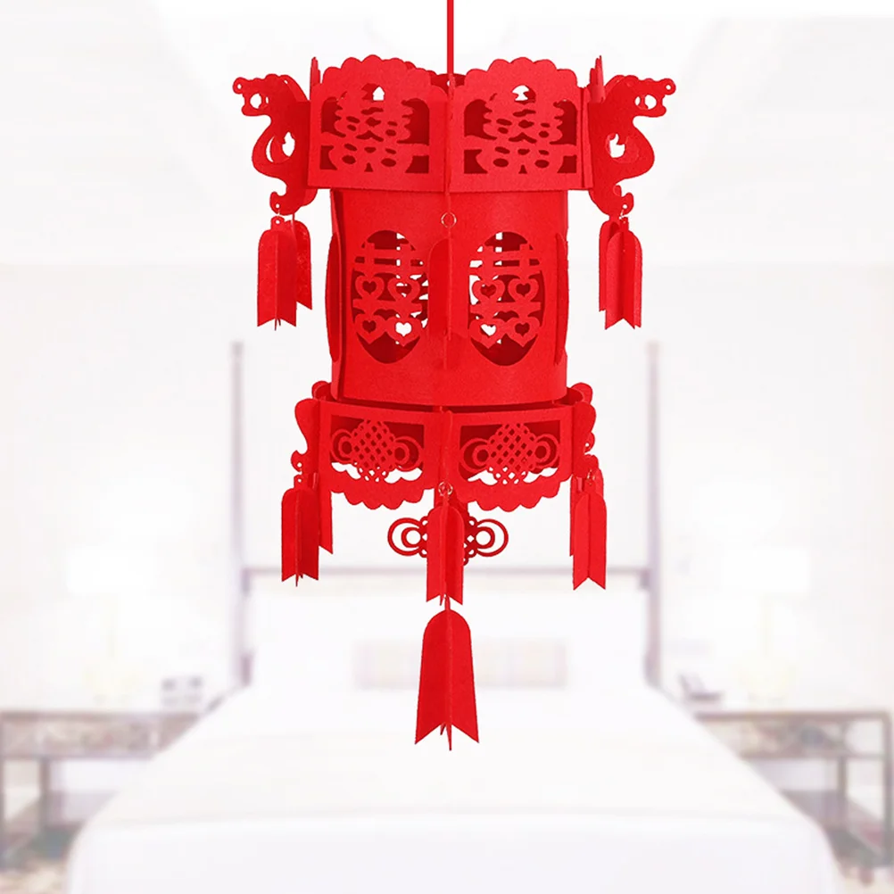 

2 PCS Wedding Decoration Spring Festival Lanterns Chinese Hanging Hollow Out Red