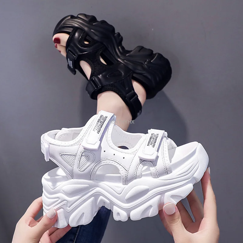 

White Chunky Platform Sandals Women High Heels Sexy Open-toed Sandals Wedge Increased Shoe Lady Beach Summer Sandalia Red Bottom