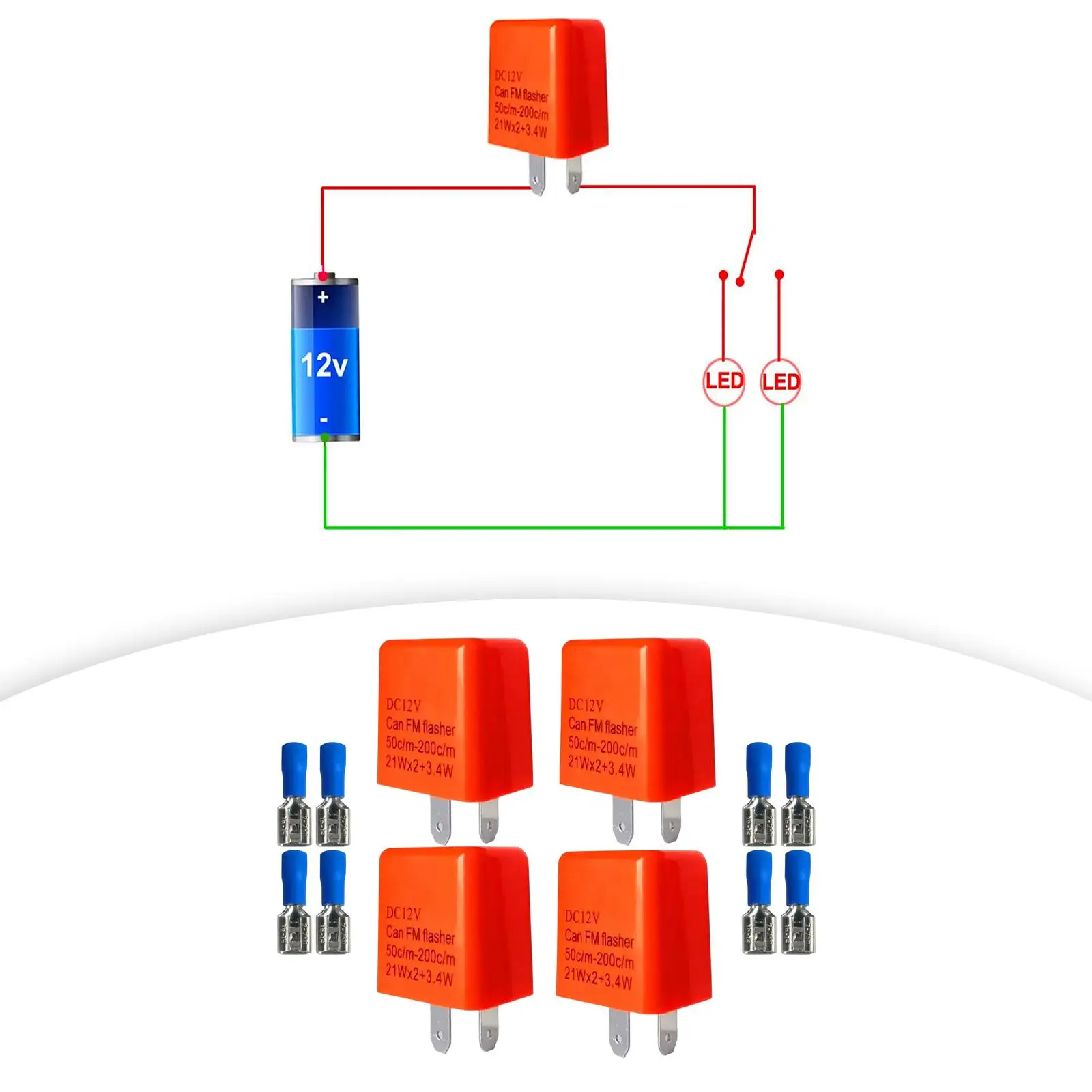 4 шт. 2-контактное 12 В светодиодное мигающее реле мигалки Plug and Play автомобильное