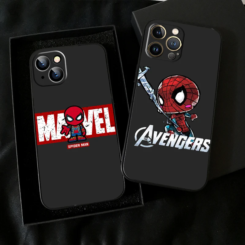 

Marvel Cute Spiderman For Apple iPhone 11 12 13 Pro Max 12 13 Mini X XR XS Max SE 6 6S 7 8 Plus Phone Case Soft Back TPU