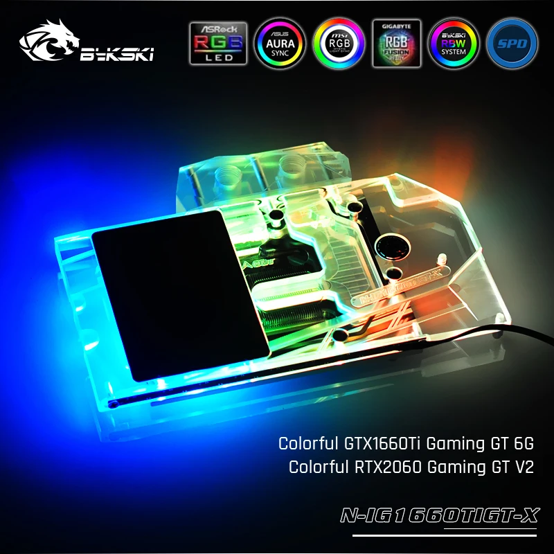

Bykski N-IG1660TIGT-X, Full Cover Graphics Card Water Cooling Block, For Colorful GTX1660Ti Gaming GT 6G/RTX2060 Gaming GT V2