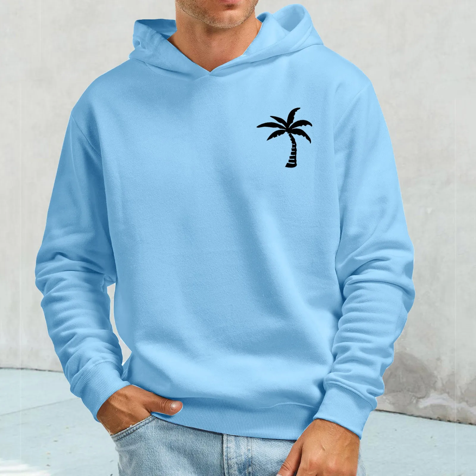 

Мужская Повседневная модная однотонная Беспроводная толстовка с бархатным карманом Толстовка Swat