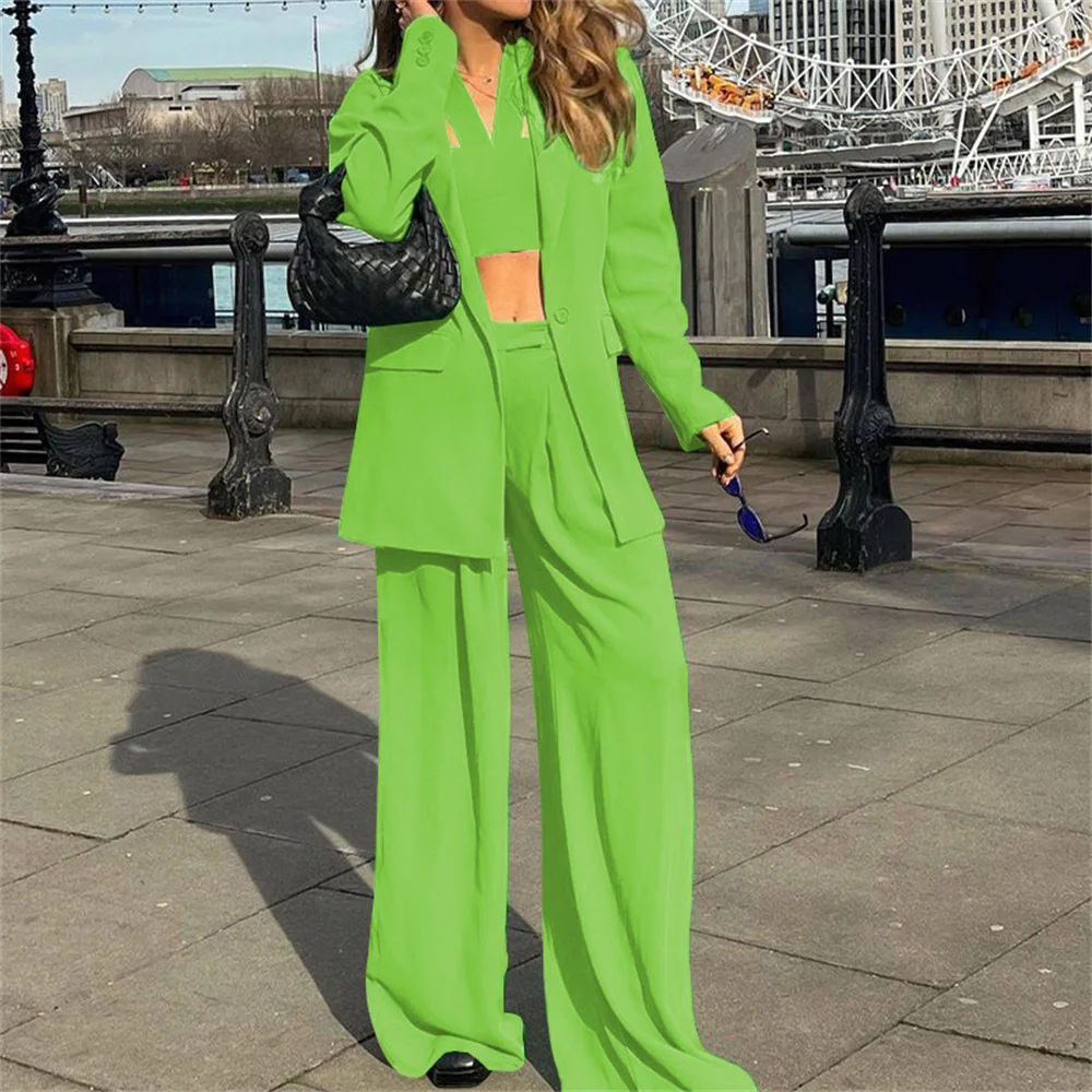 Women Pant Sets 2023 New in Spring Business Casual Loose Blazer and Wide Leg Pants Elegant Office Lady Formal 2 Piece Set