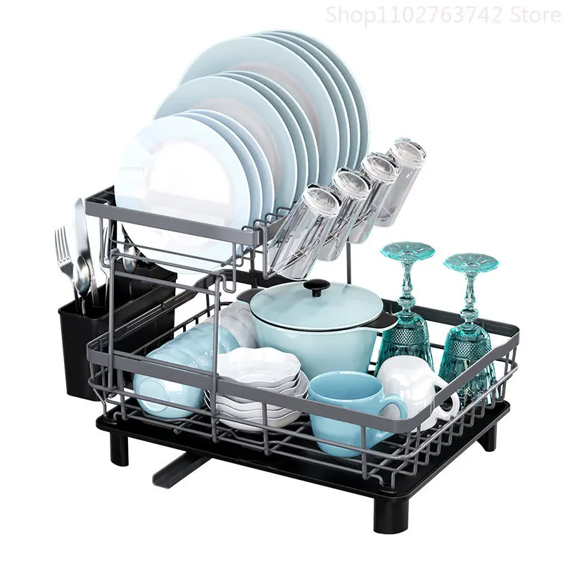 

Supplies Double Anti-skid Multi-function Organizer Rack Ventilation Home Iron Dish Storage Drain Stable Dish Layer Drainer