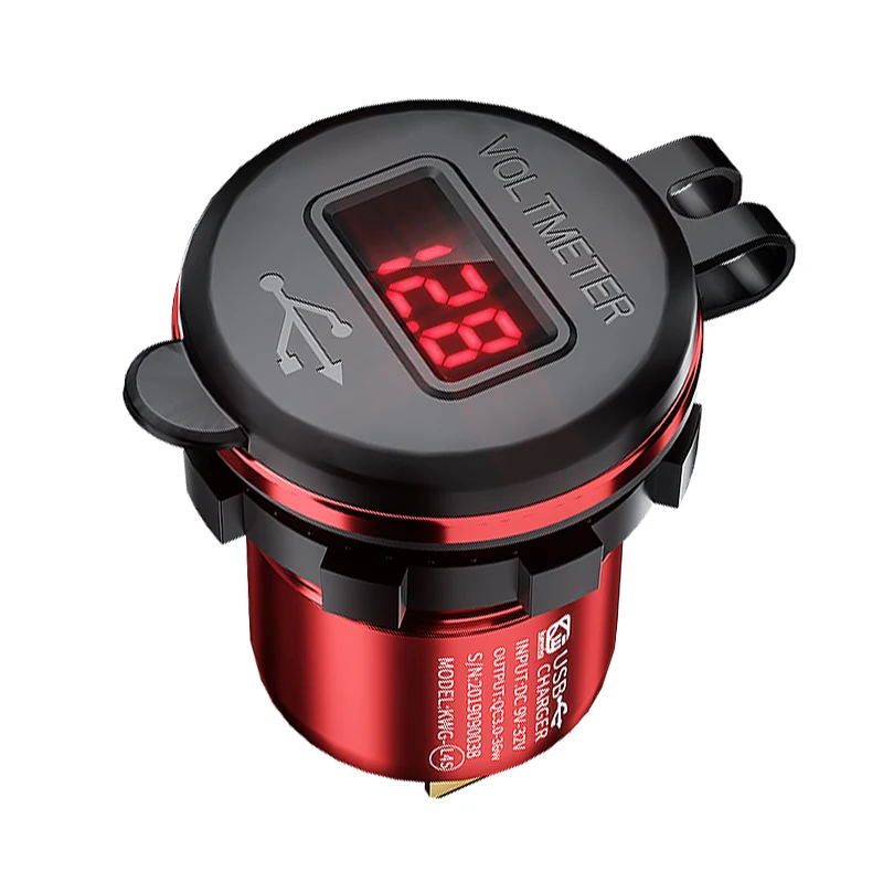 Автомобильное зарядное устройство Kewig USB QC 3.0A с двумя USB-разъемами и цифровым