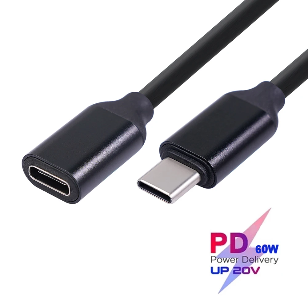 

PD 60W Type-C Male to Female Extension Cable 3A 20V USB Power Supply 0.5/1/1.5m Charging Cord Wire Extending Connector Cord Line