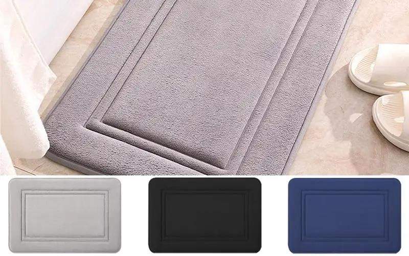 

Coral Bathroom Rugs Durable Foam Pads Shower Room Doormats Soft Super Absorbent Coral Fleece Embossed Rugs Bath Accessories