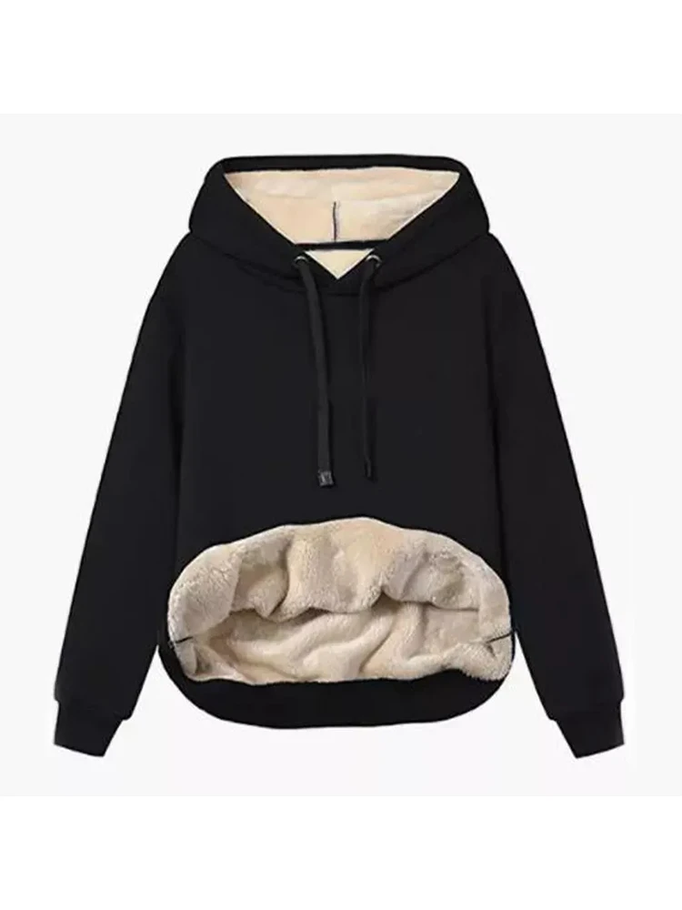 

Casual Sweater Pullovers Autumn Winter Sporty Fashion Womens Hoodies Solid Color Drawstring Warm Pocket Hooded